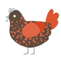 A bark and vermilion chicken with a speckle pattern