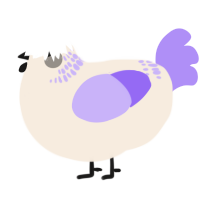 A cream and lilac chicken with a neck-band pattern