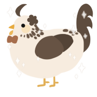 A cream and bark chicken with a neck-speckle pattern