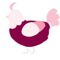 A maroon and rose chicken with a head pattern