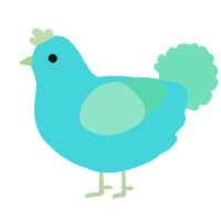 A aqua and mint chicken