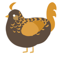 A bark and orange chicken with a half-lace pattern