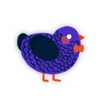 A indigo and tumblr chicken with a lace pattern