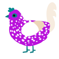 A amethyst and cream chicken with a speckle pattern