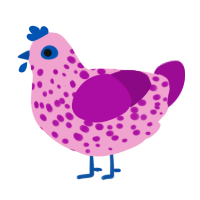 A pink and plum chicken with a speckle pattern