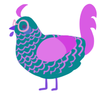 Autumnthetics, a teal and orchid chicken with a lace pattern