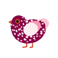 A maroon and rose chicken with a speckle pattern
