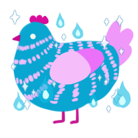 A cerulean and lavender chicken with a bar pattern