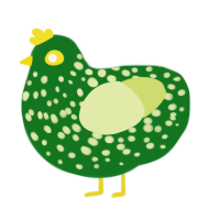 A leaf and lemon chicken with a speckle pattern
