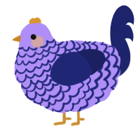 A lilac and navy chicken with a lace pattern