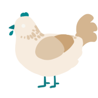 A cream and beige chicken with a neck-speckle pattern