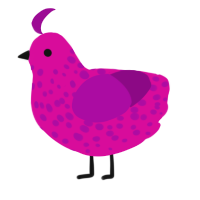 A fuchsia and plum chicken with a speckle pattern