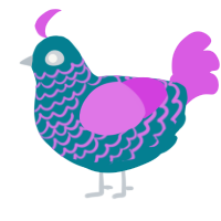 A sea and orchid chicken with a lace pattern