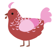 A red and pink chicken with a half-lace pattern