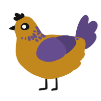 A ochre and overcast chicken with a neck-speckle pattern