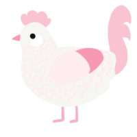 A white and rose chicken with a lace pattern