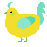 A yellow and mint chicken