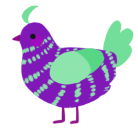 A violet and spring chicken with a bar pattern