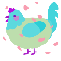 A gluppy and aqua chicken with a head pattern
