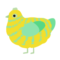 A yellow and spring chicken with a bar pattern