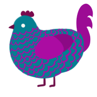 A sea and plum chicken with a lace pattern