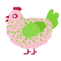A rose and grass chicken with a speckle pattern