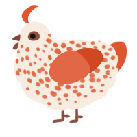 A cream and vermilion chicken with a speckle pattern