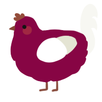 A maroon and white chicken