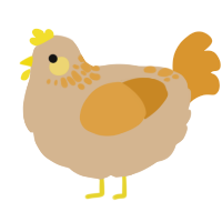 A beige and orange chicken with a neck-speckle pattern