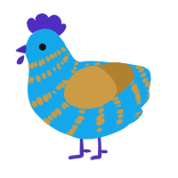 A sky and gold chicken with a bar pattern