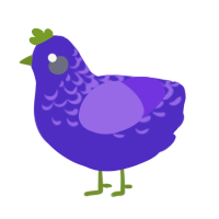 A indigo and blurple chicken with a half-lace pattern