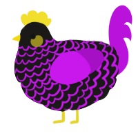 A sable and amethyst chicken with a lace pattern