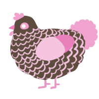 A bark and pink chicken with a lace pattern