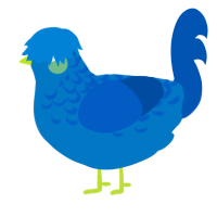 A sapphire and ultramarine chicken with a half-lace pattern