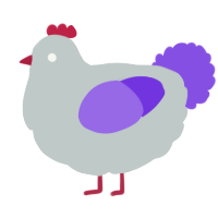 A silver and blurple chicken