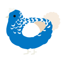 A sapphire and cream chicken with a half-lace pattern