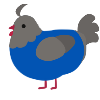 Untitled Docment, a ultramarine and grey chicken with a head pattern
