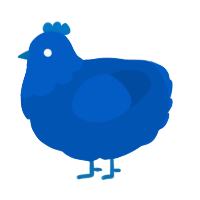 A ultramarine chicken with a head pattern