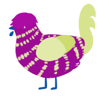 A plum and lemon chicken with a bar pattern