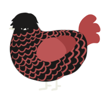 A sable and red chicken with a lace pattern