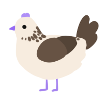 A cream and bark chicken with a neck-speckle pattern