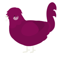 A wine chicken with a head pattern