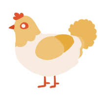 A cream and honey chicken with a head pattern
