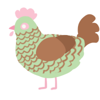 Matcha Roll, a gluppy and brown chicken with a lace pattern