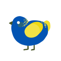 A ultramarine and yellow chicken with a neck-band pattern