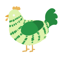 A apple and viridian chicken with a bar pattern