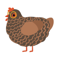 A bark and brown chicken with a lace pattern