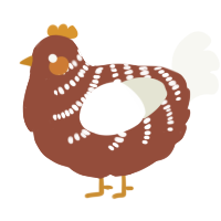 A russet and white chicken with a half-bar pattern