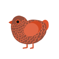 A russet and vermilion chicken with a lace pattern