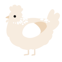 A cream chicken with a neck-speckle pattern